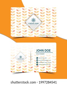 Abstract colorful seamless leaf pattern style business or visiting card template design.