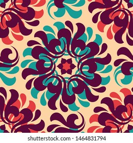 Abstract colorful seamless pattern. Curly shapes