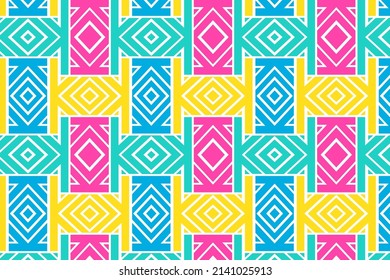 abstract colorful seamless pattern design template. the elements of patterns are letter k, square, an triangle shape. 