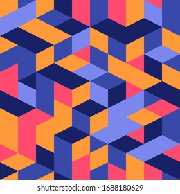 Abstract colorful seamless pattern of geometric shapes. Vector background