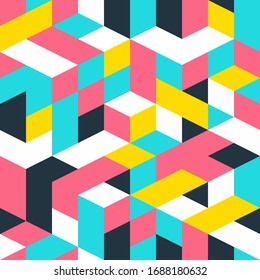 Abstract colorful seamless pattern of geometric shapes. Vector background