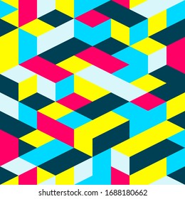 Abstract colorful seamless pattern of geometric shapes. Vector background