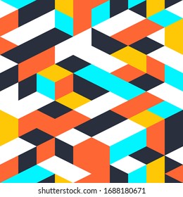 Abstract colorful seamless pattern of geometric shapes. Vector background