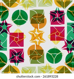 Abstract Colorful Seamless Pattern with  Geometric Shapes. Vector Background.