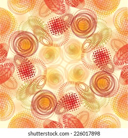Abstract Colorful Seamless Pattern with Halftone Dots and Swirls