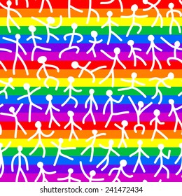 Abstract colorful seamless pattern of happy people.