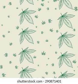 Abstract colorful seamless pattern with Marijuana leaves