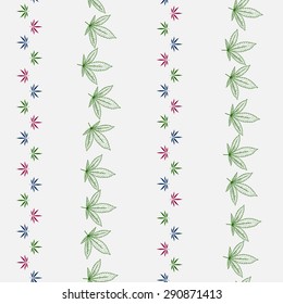Abstract colorful seamless pattern with Marijuana leaves