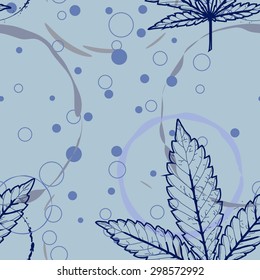 Abstract colorful seamless pattern with Marijuana leaves and circles