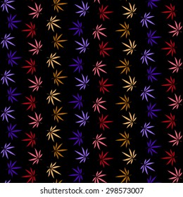 Abstract colorful seamless pattern with Marijuana leaves
