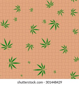Abstract colorful seamless pattern with Marijuana leaves