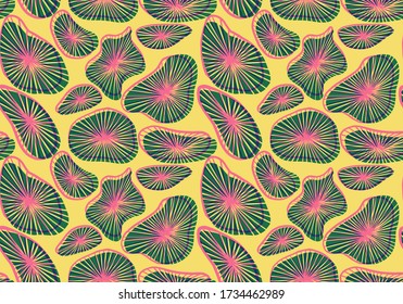 Abstract colorful seamless pattern. Mushroom-style linear objects. Hand drawn illustration for wallpaper, fabric, textile.