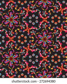 Abstract colorful seamless pattern on black background vector