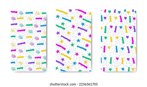 Abstract colorful seamless pattern with paint marks, traces, smudges, scribble on white background