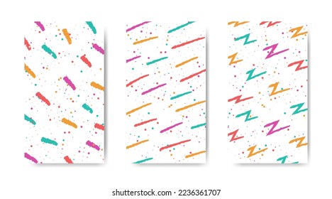 Abstract colorful seamless pattern with paint marks, traces, smudges, scribble on white background