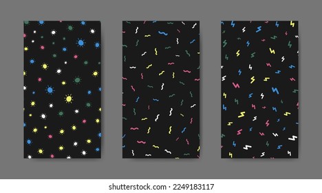 Abstract colorful seamless pattern with paint marks, traces, smudges, scribble background collection