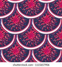 Abstract colorful seamless pattern with round shapes like scales. Creative repeating background. Wrapping, print on clothes, wallpaper. Vector illustration, eps10