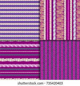 Abstract colorful seamless pattern set, vector striped ornaments. Digital paper collection.