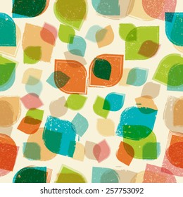 Abstract Colorful Seamless Pattern with Textured Geometric Shapes. Vector Background.