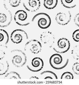 Abstract Colorful Seamless Pattern with Textured Spirals. Vector Background.