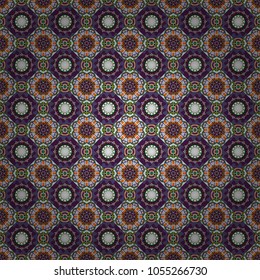 Abstract colorful seamless pattern. Vector vintage decorative elements. Indian, Arabic, Turkish motifs for printing on fabric or paper. Ornament in brown, gray and blue colors.