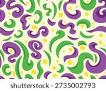 Abstract colorful seamless pattern with vibrant swirls and dots