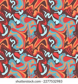 Abstract colorful seamless pattern with wave shapes