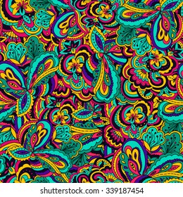 Abstract colorful seamless psychedelic pattern.