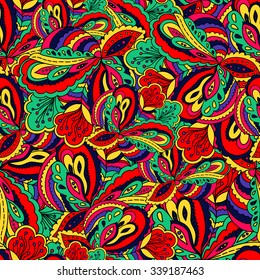 Abstract colorful seamless psychedelic pattern.