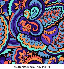 Abstract colorful seamless psychedelic pattern. Vector illustration. 