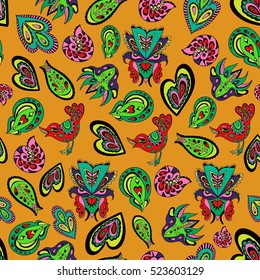 Abstract colorful seamless psychedelic pattern.