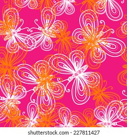 Abstract colorful seamless vector background with butterflies