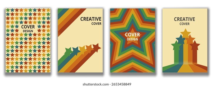 Abstractas. Colorido conjunto de fondo. Plantillas de cubierta de diseño retro, carteles, Anuncios publicitarios, folletos, volantes, cubiertas. Vector.