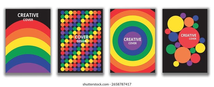 Abstractas. Colorido conjunto de fondo. Plantillas de cubierta de diseño retro, carteles, Anuncios publicitarios, folletos, volantes, cubiertas. Vector.