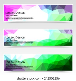 abstract colorful set of shiny polygonal banners. Vector, EPS 10