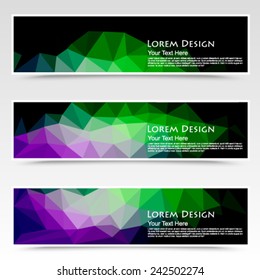 abstract colorful set of shiny polygonal banners. Vector, EPS 10