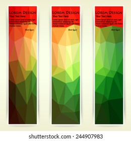 abstract colorful set of shiny polygonal vertical banners. Vector, EPS 10 