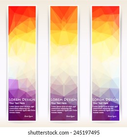 abstract colorful set of shiny polygonal vertical banners. Vector, EPS 10