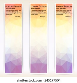 abstract colorful set of shiny polygonal vertical banners. Vector, EPS 10