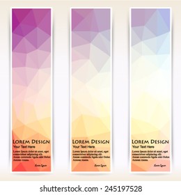 abstract colorful set of shiny polygonal vertical banners. Vector, EPS 10