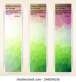 abstract colorful set of shiny polygonal vertical banners. Vector, EPS 10