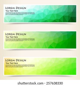abstract colorful set of shiny polygonal banners, vector illustration