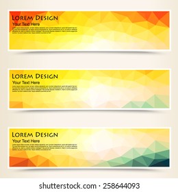 abstract colorful set of shiny polygonal banners, vector illustration