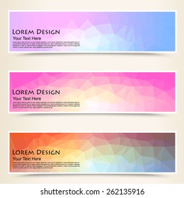 abstract colorful set of shiny polygonal banners, vector illustration