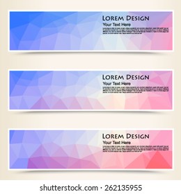 abstract colorful set of shiny polygonal banners, vector illustration