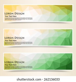 abstract colorful set of shiny polygonal banners, vector illustration