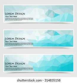 abstract colorful set of shiny polygonal banners. Vector illustration.
