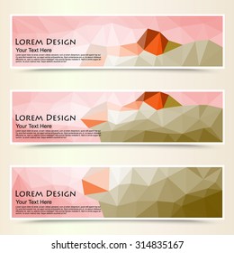 abstract colorful set of shiny polygonal banners. Vector illustration.