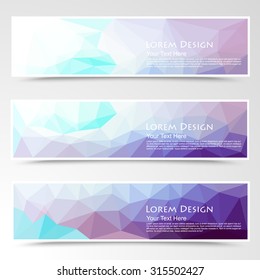 abstract colorful set of shiny polygonal banners. Vector illustration.