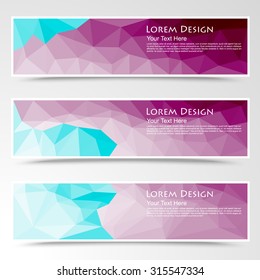 abstract colorful set of shiny polygonal banners. Vector illustration.